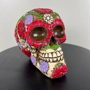 Day of The Dead Bright Floral Blooms Sugar Skull Mexico